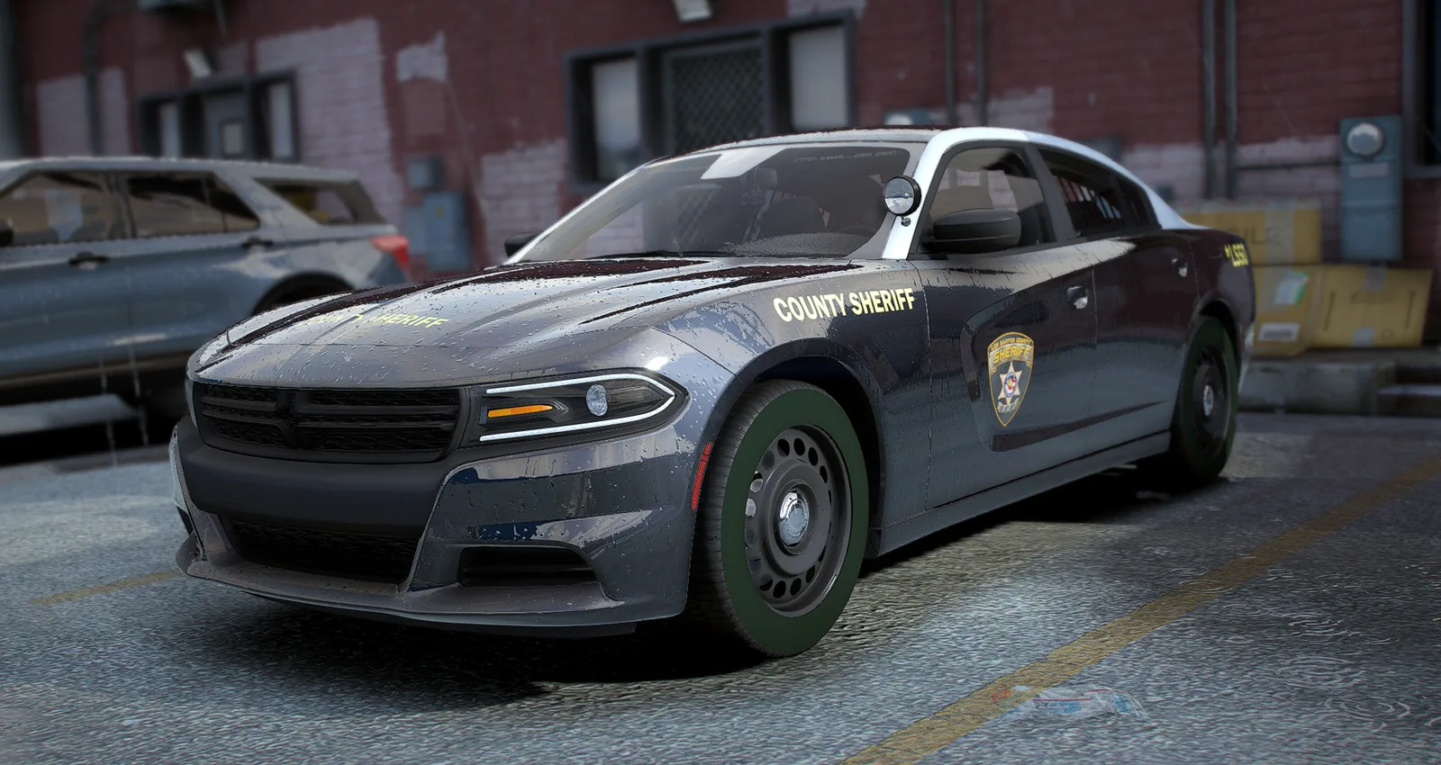 LSSD patrol car parked in rain in CaliRP